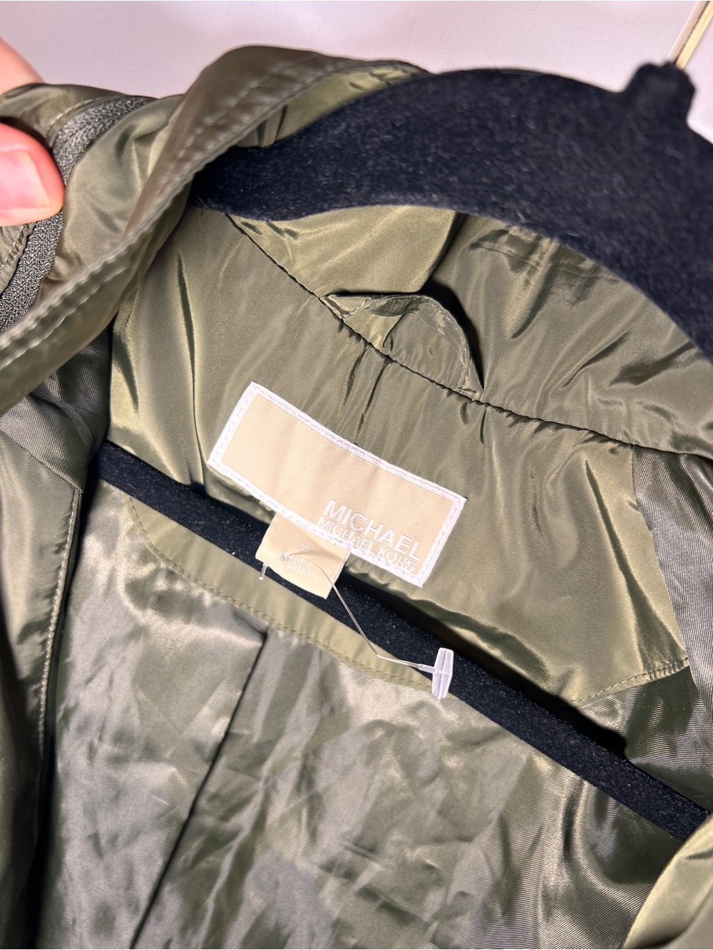 Michael Kors Women’s Olive Green Hooded Anorak Rain Jacket Utility Coat Size med - Picture 6 of 15